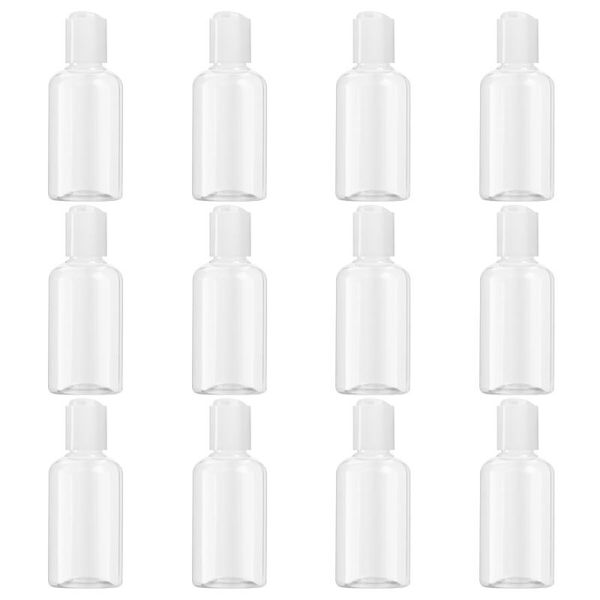 

12pcs 75ml refillable bottle press cap travel storage container for shampoo cream lotion (random color) bottles & jars