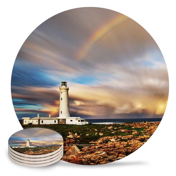 

mats & pads st.francis lighthouse coasters for cup dining table kitchen decor non slip home decoration accessories car