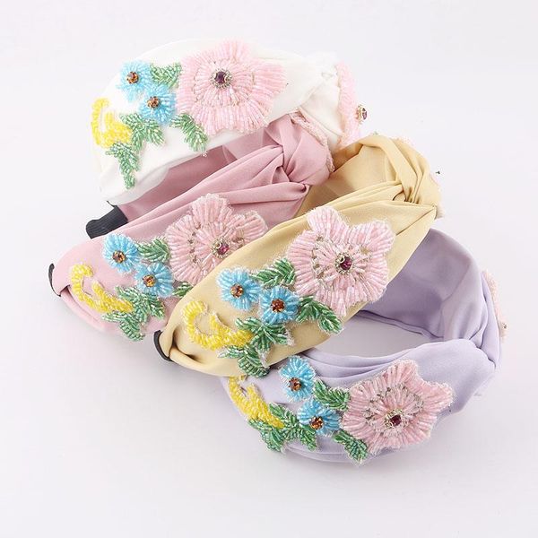 

hair clips & barrettes fabric rice beads flower headband fashion temperament inlaid with crystal flowers personality 729, Golden;silver