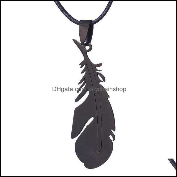 

pendant necklaces & pendants jewelry 10pc stainless steel feather necklace blue sier color charm for men women gifts drop delivery 2021 8ahj, Silver