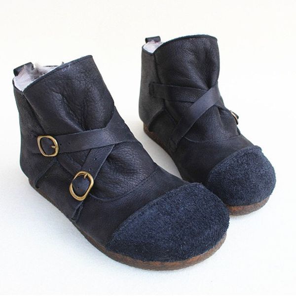 

women's shoes winter fur 100% genuine leather ladies ankle boots woman snow female footwear cjyd, Black