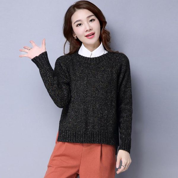 

thick female 2021 autumn pullovers women's fashion long sleeve sweaters women loose knitted short casual, White;black