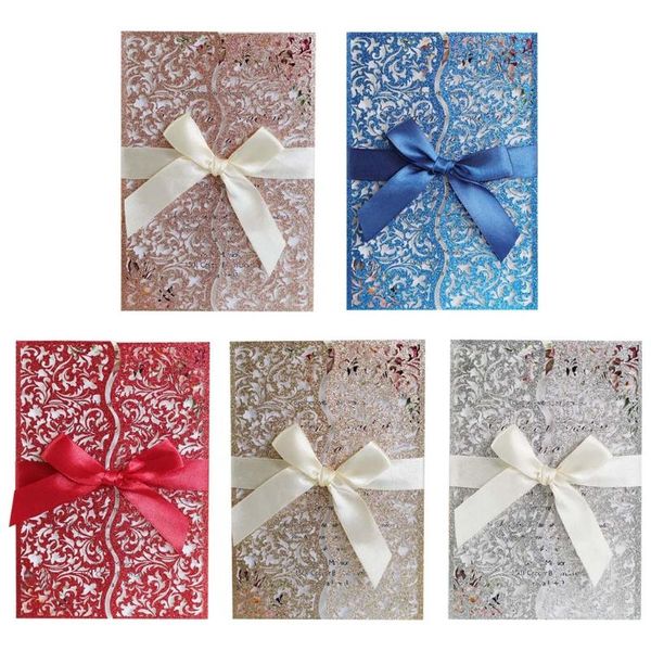 

greeting cards 20pcs glitter hollow invitations with envelopes ribbon for wedding invite valentine's day bridal shower party t8ne
