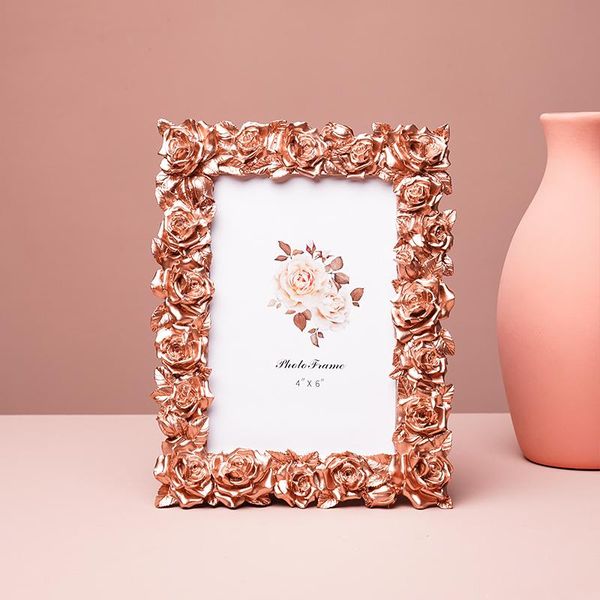 

frames luxury rose gold po frame romantic flower art creative retro aesthetic marco de fotos home decoration ei50xk