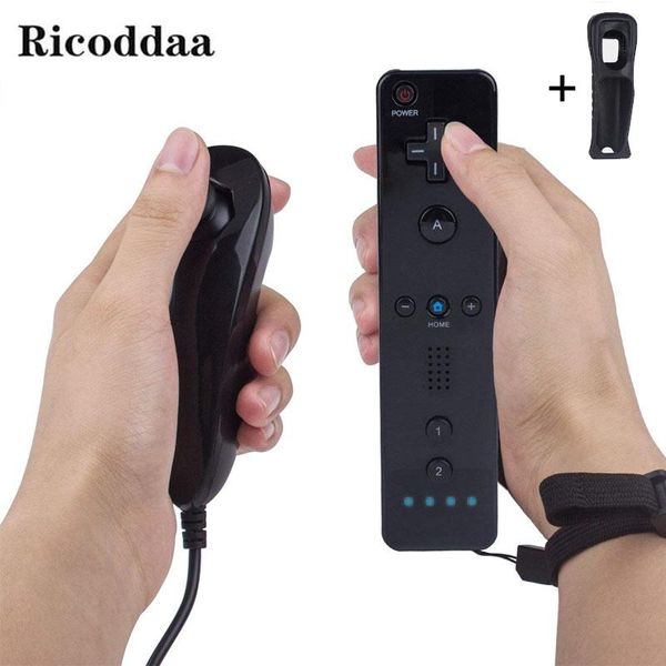 

game controllers & joysticks 2 in 1 wireless gamepad controller for wii remote controle joystick+nunchuck with silicone case access