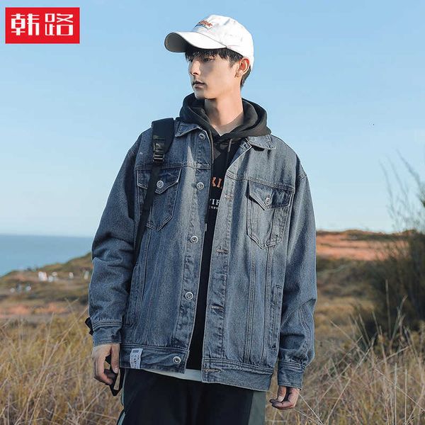 

hanlu menswear 2021 autumn loose label cowboy et casual work coat men, Black;brown