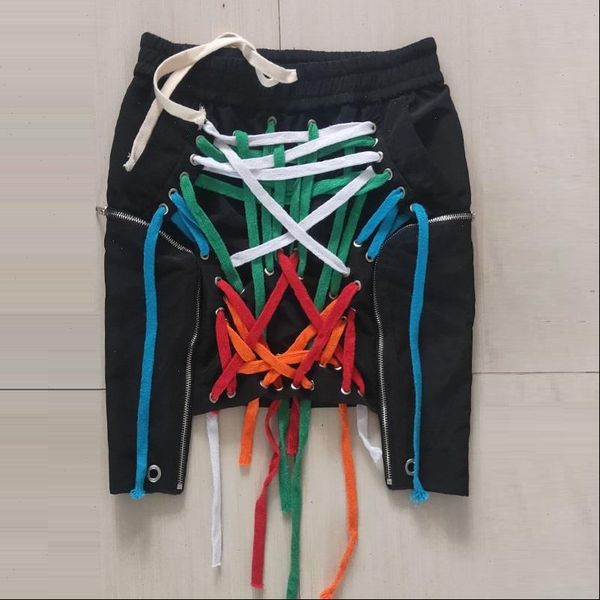 

handmade women skirt cross bandage irregular entanglement 3d pocket nulti layer drawstring tie skirts, Black