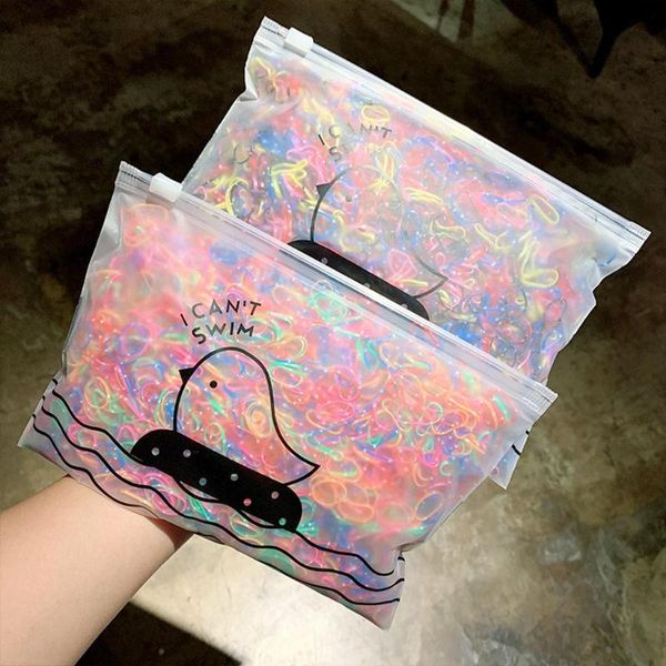 

hair accessories 100pcs/set girls colorful rubber elastic bands children ponytail holder scrunchie disposable headband kids, Slivery;white