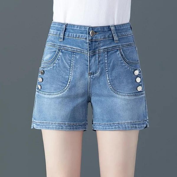 

women's shorts women denim classic vintage high waist blue wide leg female casual summer ladies jeans for lu2121, White;black