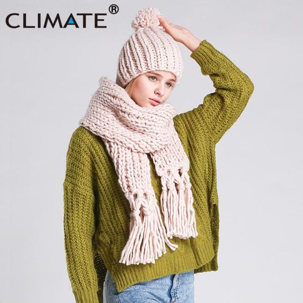 

hats, scarves & gloves sets climate women winter scarf and hat set girls lady warm knit pompom beanie bonnet, Blue;gray