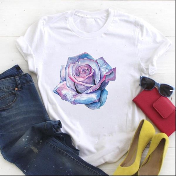 

women flower painting cute print short sleeve ladies summer t tee female shirt clothes womens graphic, White