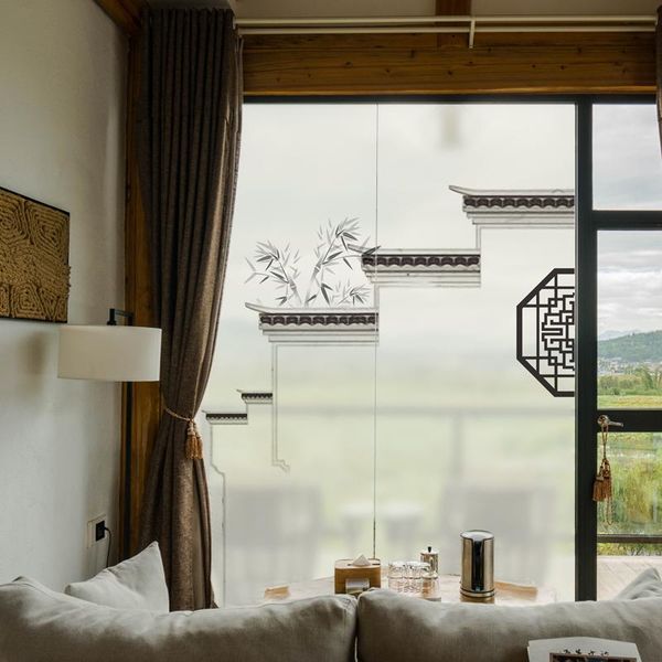 

window stickers glass transparent opaque chinese classical wind screen drag door partition decorative frosted foil