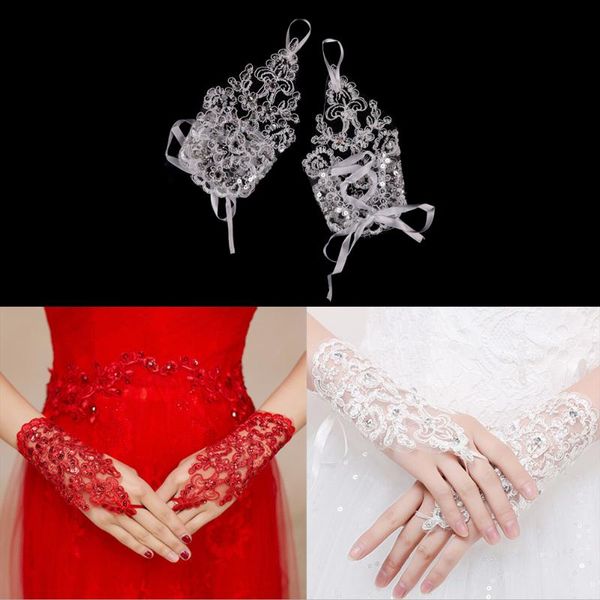 

five fingers gloves wrist flower lace dress short paragraph mitts, Blue;gray