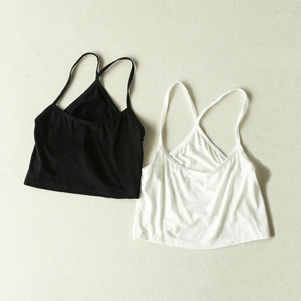 

women crop camisole summer slim sleeveless spaghetti strap cotton tank black,white
