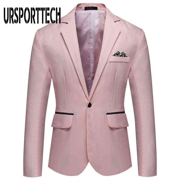 Koreanische Männer Blazer Slim Fit Anzug Jacke Masculino Baumwolle Eine Schnalle Blazer Schwarz Blau Weiß Plus Größe Hochzeit Blazer Herren mantel 211111