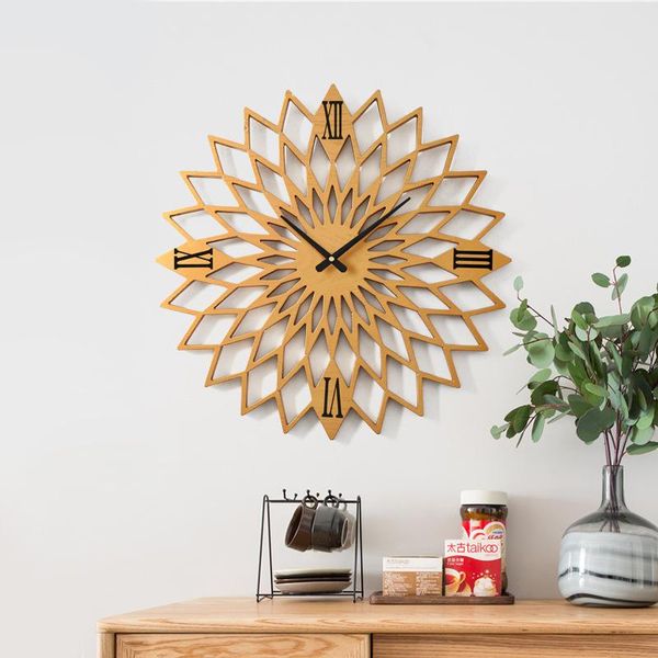 

nordic wall clock simple wooden silent home clocks