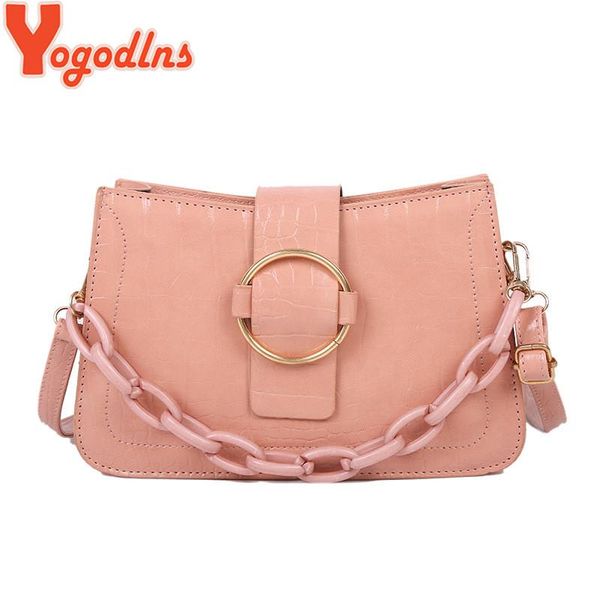

yogodlns fashion chains shoulder bag women pu leather crossbody alligator pattern messenger french small square sac bags