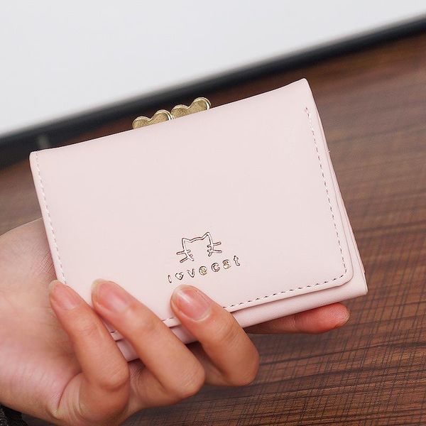 

wallets tri-fold wallet women 2021 ladies cute animal picture purse mini clutch coin thin girls small card holder, Red;black
