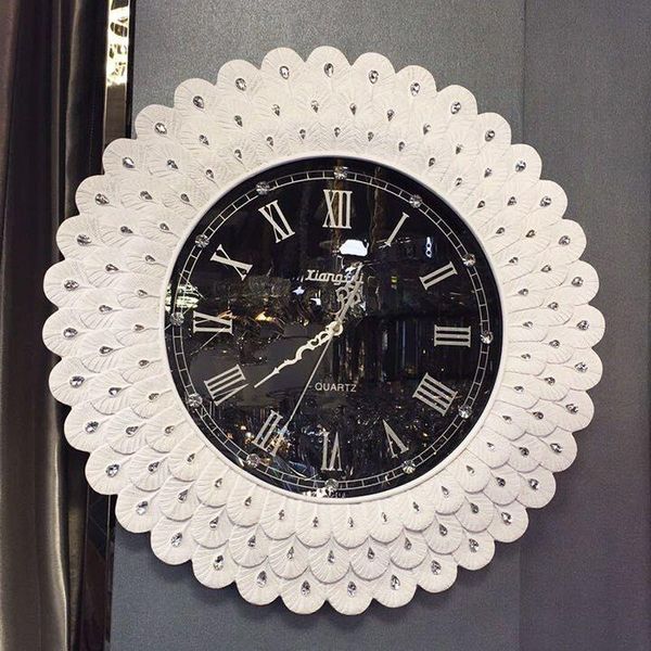 

wall clocks 16 20-inch european clock retro large living room round creative diamond mute pocket watch