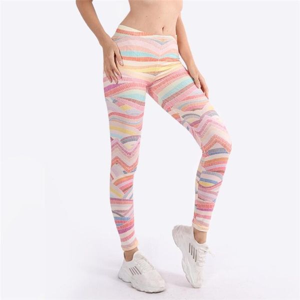 

design colorful stripe women leggings classic printing leggins slim fashion legging woman print pants women's, Black