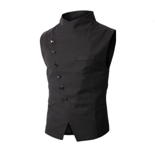 

men's new arrival dress vests for men work sleeveless blazer jaqueta colete masculine gilet homme mens formal vest waistcoats, Black;white