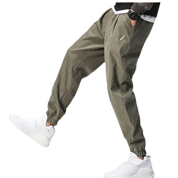 

men's pants 2021 autumn sports loose guard casual all-match official trend vibe wind tied cargo joggers harem hop, Black