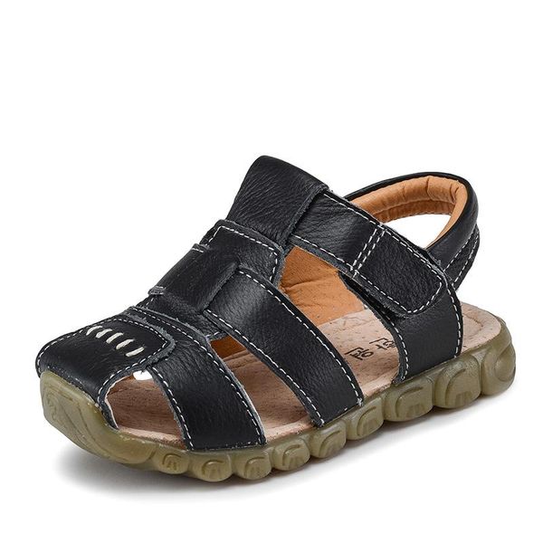 

sandals 2021 fashion genuine leather children's for boys girls beach shoes kid slides flat, Black;red