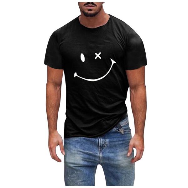 

men's t-shirts smile printed t shirt fitness oversized sport man tees short sleeve slim summer casual t-shirt camiseta hombre 2021, White;black