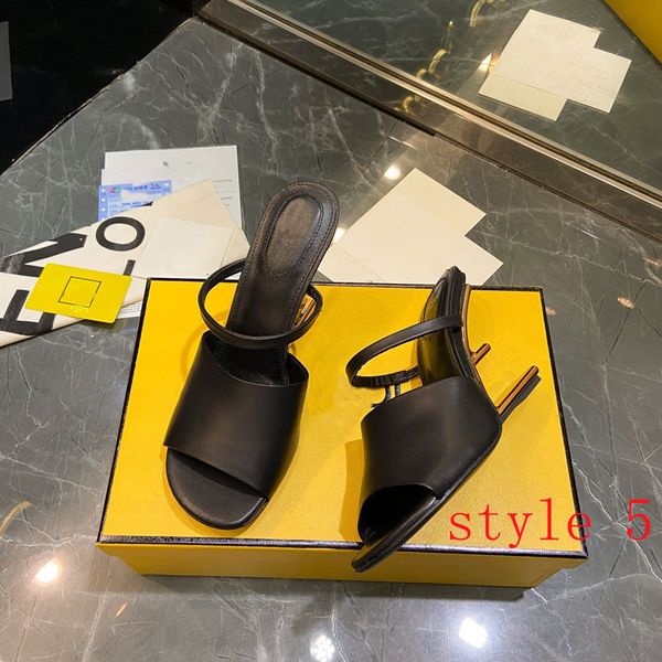 

2022 luxurys designers sandals women shoe new fashion profiled heel fur high heels and women's dress shoess wedding shoes quality, Black
