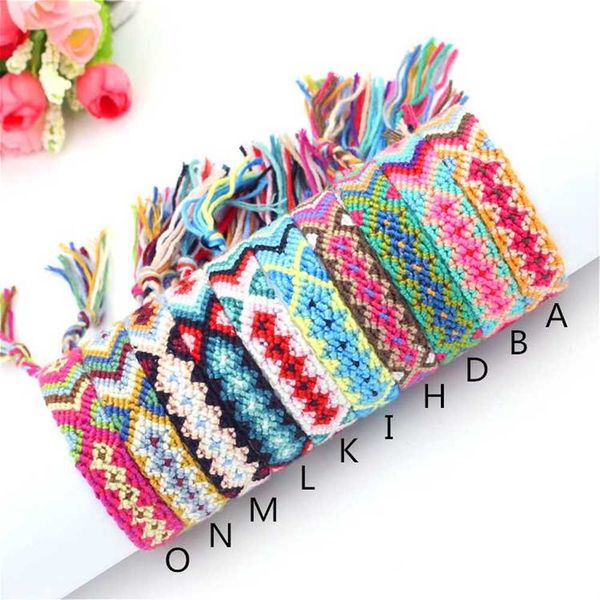 

boho rainbow wrist hippy bracelet handmade woven guatemala cotton friendship for friends, Golden;silver