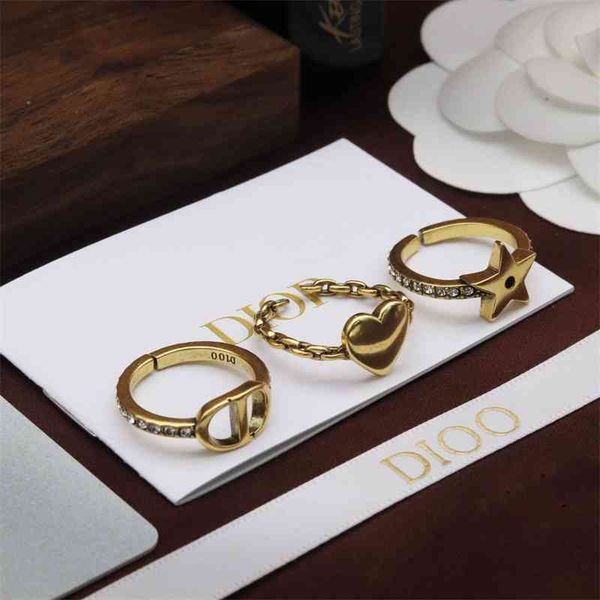 

70% off outlet online 2021 new family letter heart three ancient love piece set combination personality ring, Silver
