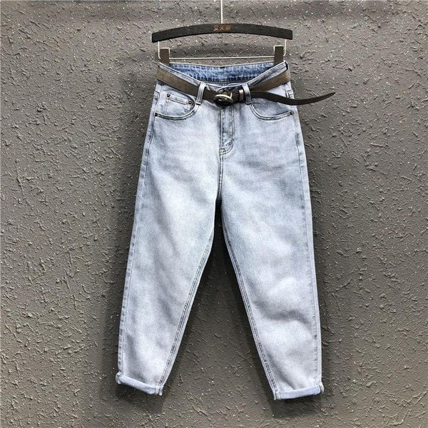 

women's jeans donsignet fashion loose feminino old radish pants woman high waist ripped harem, Blue