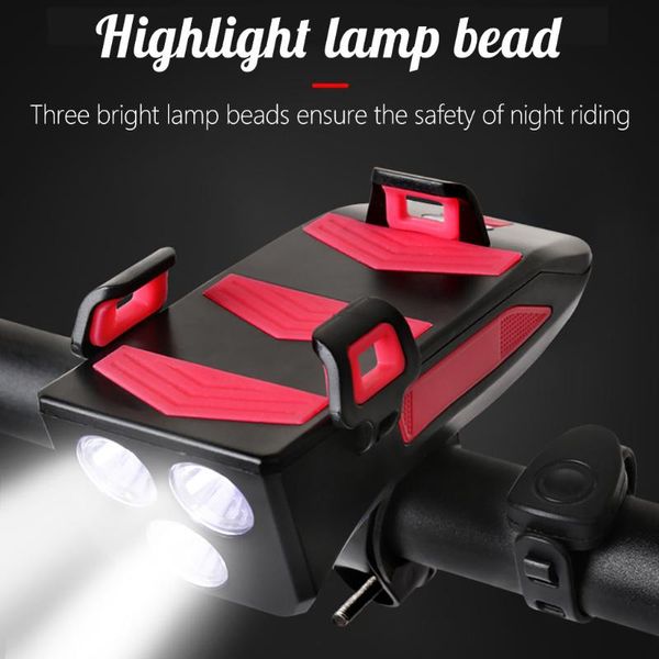 

in 1 bicycle light bike horn handlebar phone holder cycling including mobile power 2000 mah for smart phone#48 lights