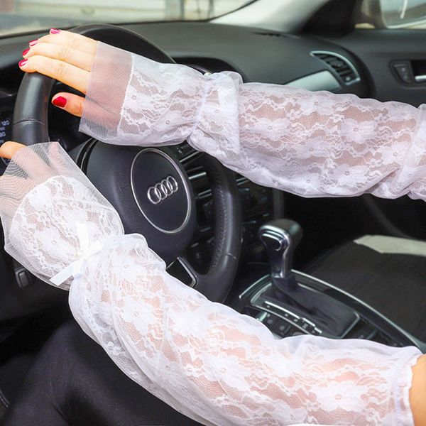 

prevent bask in cuff summer long driving gloves women lace ice thin uv cycling sun protection arm sleeve