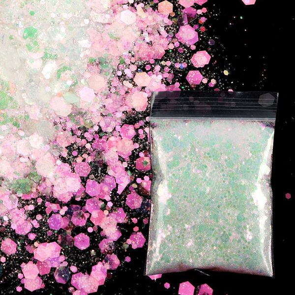 

10g/bag nail art ab mermaid glitter flakes decorations summer aurora hexagon sequins manicure tools chameleon charms, Silver;gold