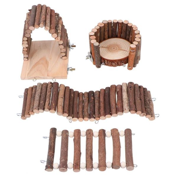 

small animal supplies 1 set/4pcs hamster cage wood climbing ladder bridge terrace