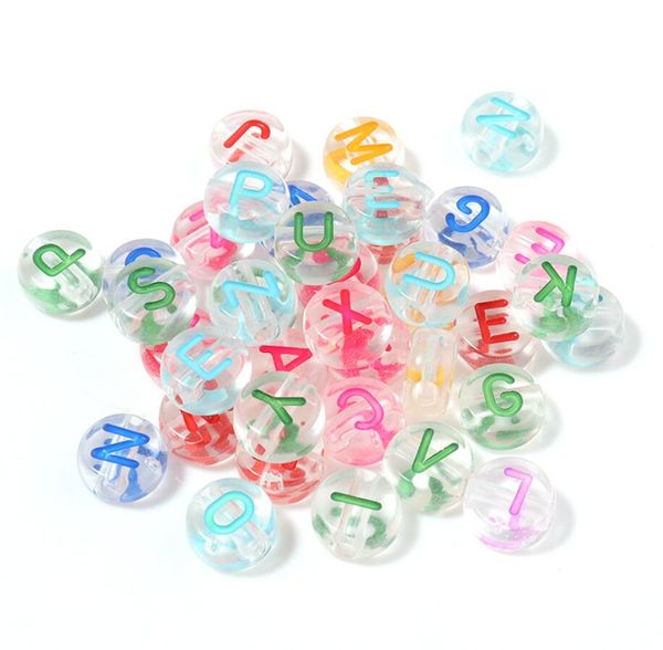 

500pc/lot dia.7mm colorful letters acrylic beads a - z alphabet spacer charm bead fit for diy bracelet necklace making, Black