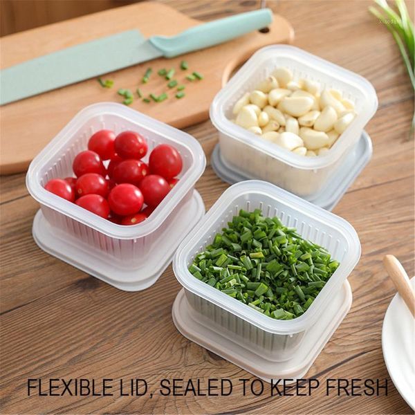

storage bottles & jars multifunction kitchen refrigerator fresh-keeping box pp vegetable fruit drain basket container organizer