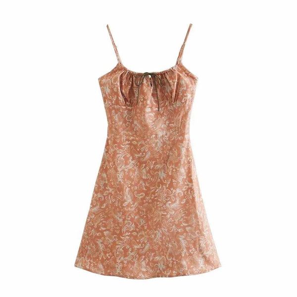 

casual dresses 2021 women printed thin straps mini dress smocked elastic elegant femme robe ropa mujer vestidos, Black;gray