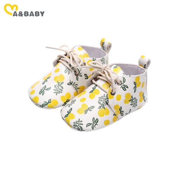 

first walkers 0-12m born infant baby boy girl pu leather cute lemon print shoes autumn spring