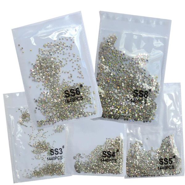 

nail art decorations high bling ss3-ss8 crystal ab nails non fix flatback sliver diamond rhinestones for 3d decoration gems, Silver;gold