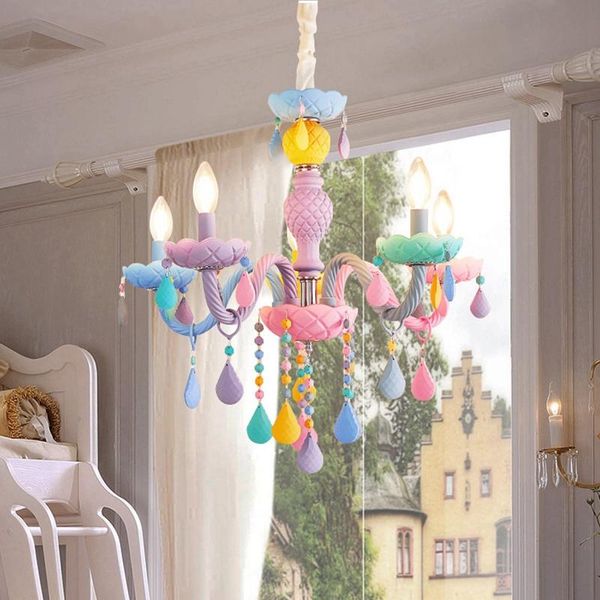

chandeliers crystal chandelier european children macaron led rainbow candle for bedroom colorful indoor lighting