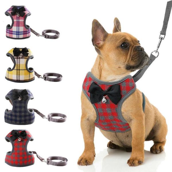 

dog collars & leashes no/non pull small harness leash lead pet cat soft mesh padded vest bowknot for puppy dogs chihuahua yorkies pug