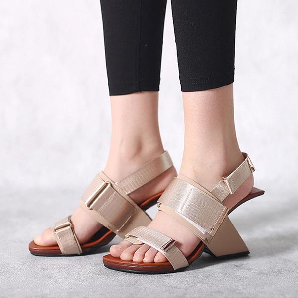 

dress shoes pure color open toe 8cm super high strange style heel square leisure handmade daily wear women sandals hl330 muyisexi, Black