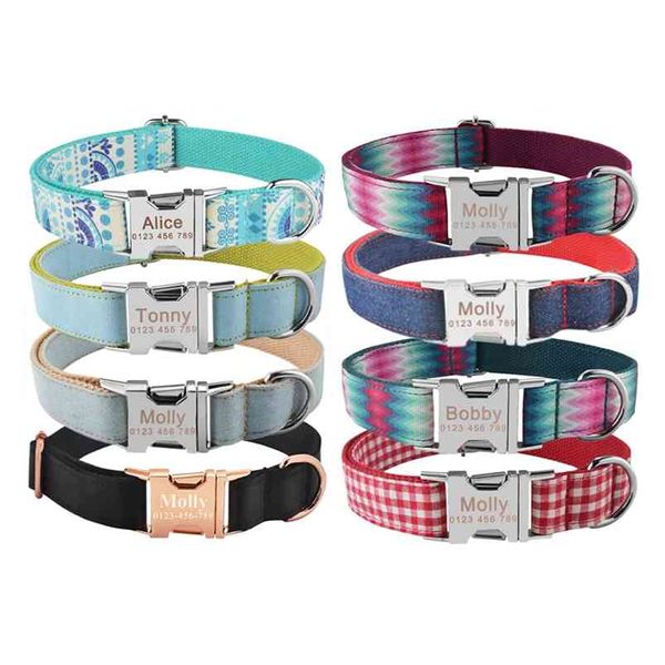 Fashion Boy Girl Dogs Unisex-Hundehalsband-Produkte, Haustierhalsband, klein, groß, personalisiertes Hundehalsband, individuell, mit kostenloser Gravur, Namens-ID-Tag 210729