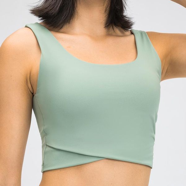 

women's cross front longline sports bra v-back padded medium support yoga fitness bras running workout aesthetic crop tank outfit