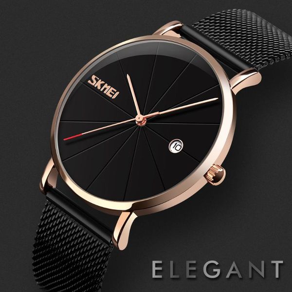 

wristwatches skmei brand women watches simple elegant wrist mesh strap with date waterproof clock casual daily quartz watch, Slivery;brown