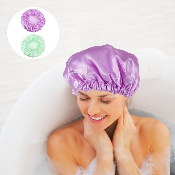 

shower caps 2pcs waterproof satin cap hair wrap reusable double