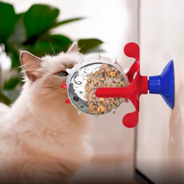 

cat toys windmill leakage toy dog training ball exercise iq fun turntable leaking food kitten feeding funny pet supplies