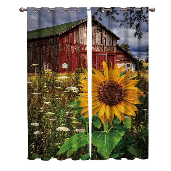 

curtain & drapes sunflower flower farm rustic curtains for window treatment living room bedroom kids home decor